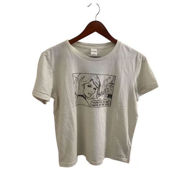 Re/Done You’re Cute Retro Graphic Tee White Short Sleeve Size Medium - Picture 1 of 4